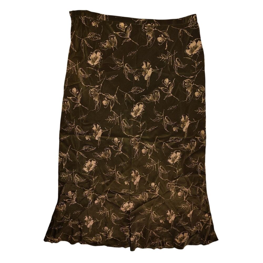 VTG Green Silk Maxi Skirt NWOT SZ 16